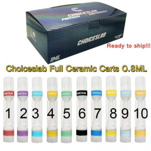 Wholesale custom choicelab glass vape carts with stickers retail boxes | Customized 0.8ml no leak atomizers CBD vape cartridge
