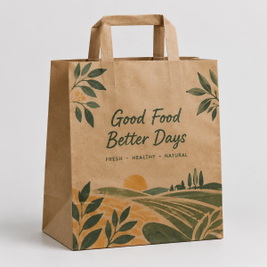 Custom Kraft Takeout Bags with Flat Handles