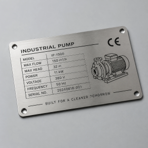 Custom Etched Stainless Steel Equipment Nameplates in 304 or 316 for Rating, Serial and Safety Data