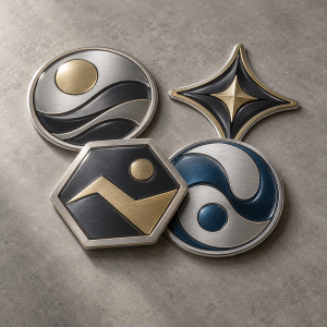 Custom Metal Transfer Logo Stickers: Electroformed Nickel Logos on a Clear Alignment Film