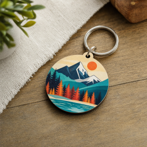 Custom Printed Wooden Keychains with Full-Color MDF Artwork