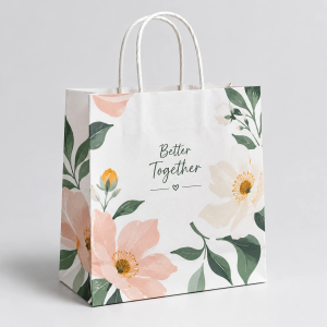 Custom White Kraft Paper Bags with Twisted Handles