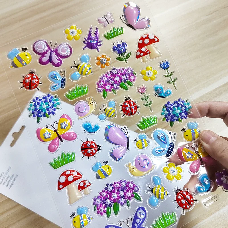 Flower and insect custom blister sticker craft sheet