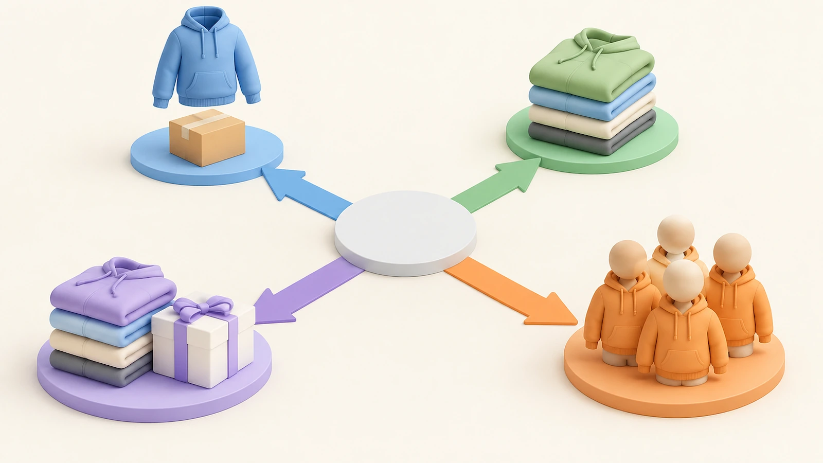 Four paths for starting a hoodie business: print-on-demand, small-batch bulk, private label, and organization merch
