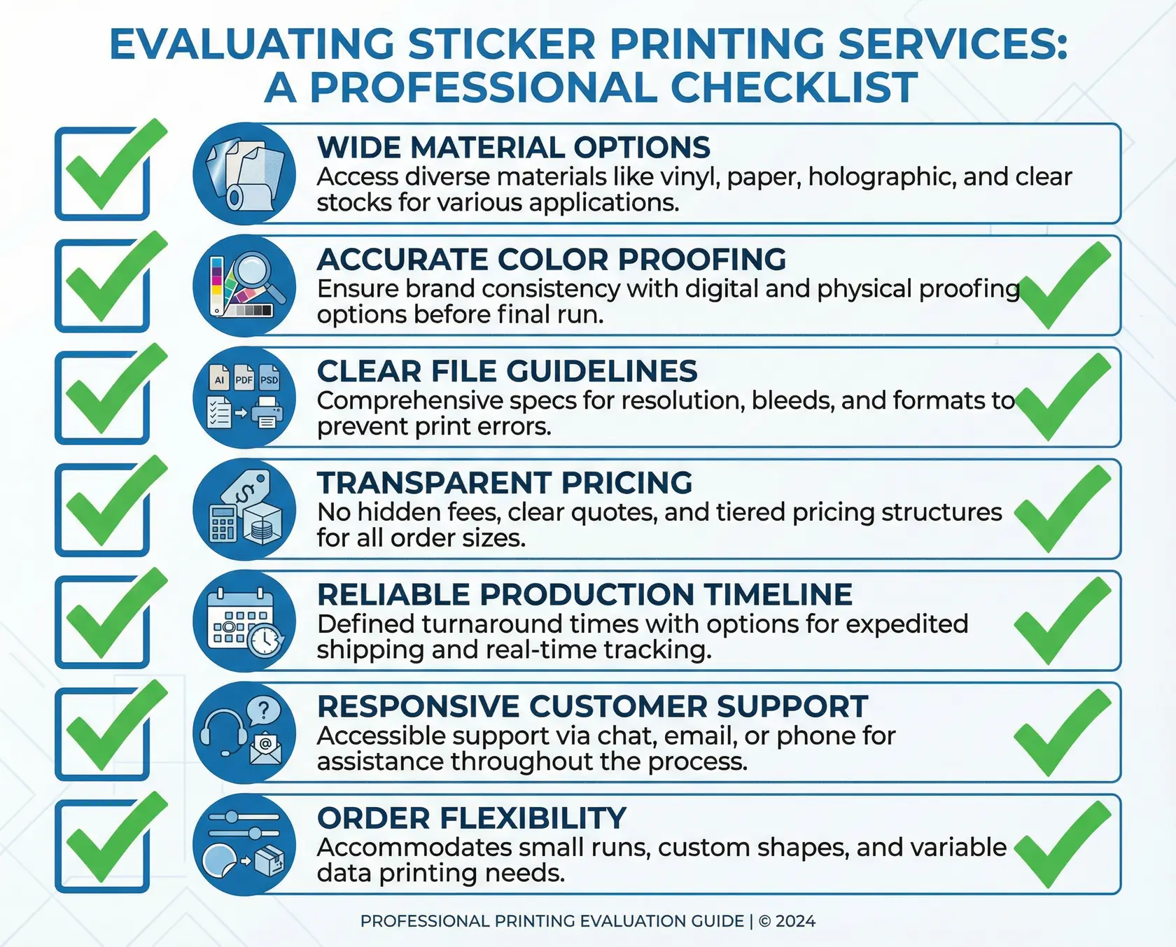 How to choose the right custom sticker printing vendor Checklist for evaluating custom sticker printing services with key criteria