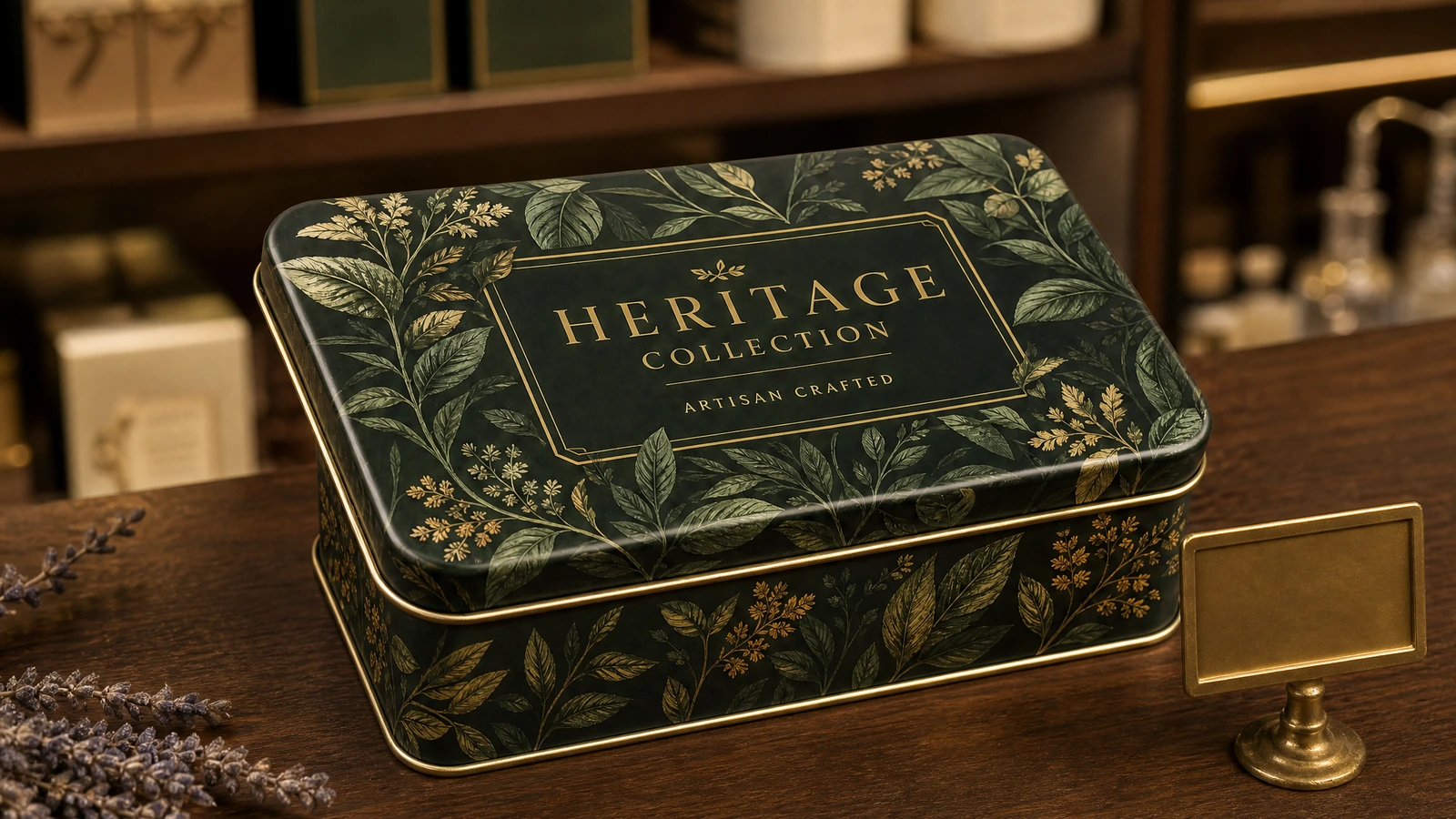 Dimensioned custom hinged tin box with product fit, print-safe areas, and artwork readability checks