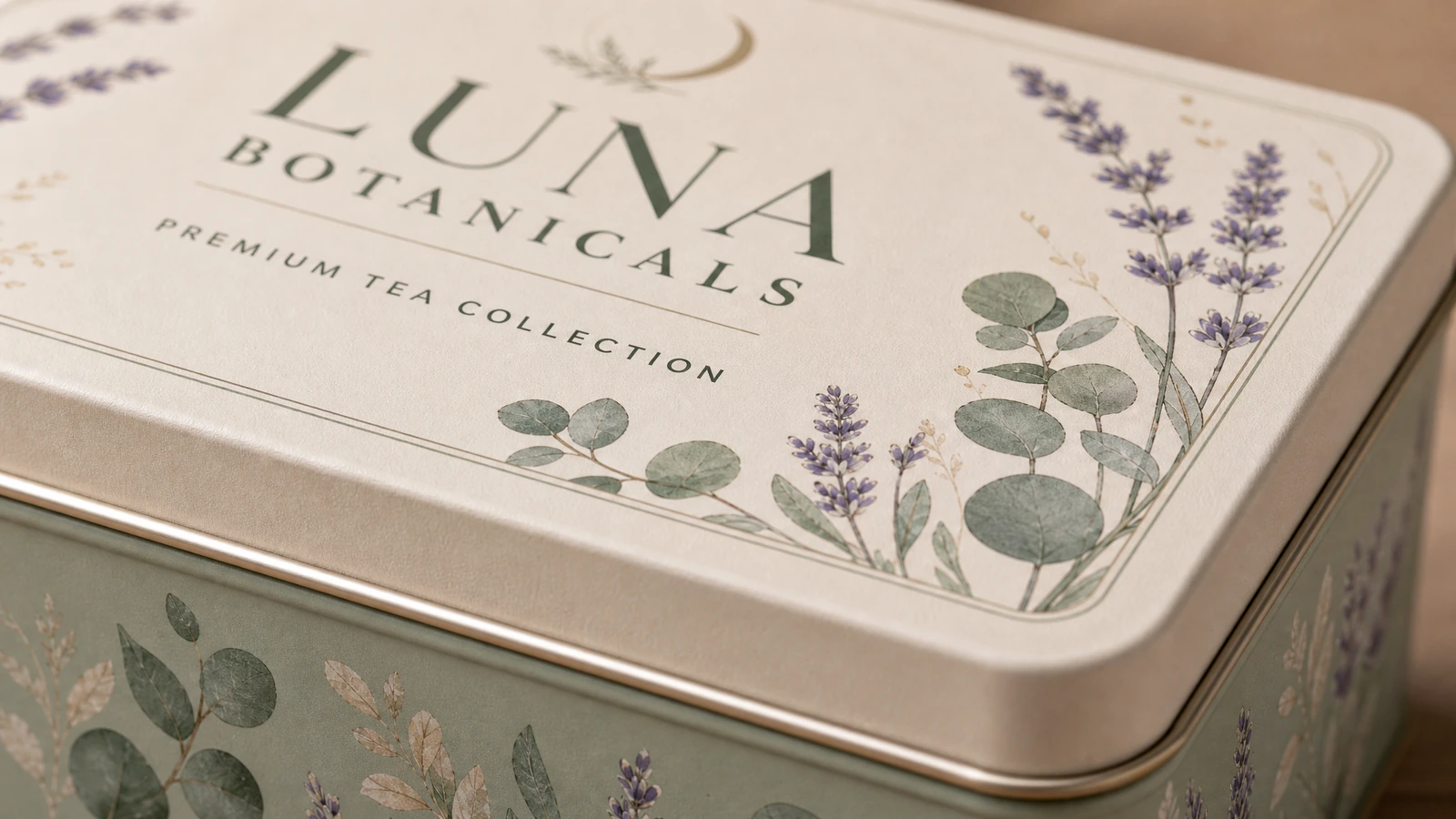 Custom two-piece tin boxes shown in confectionery, tea, cosmetics, candle, gift, and promotional packaging scenarios