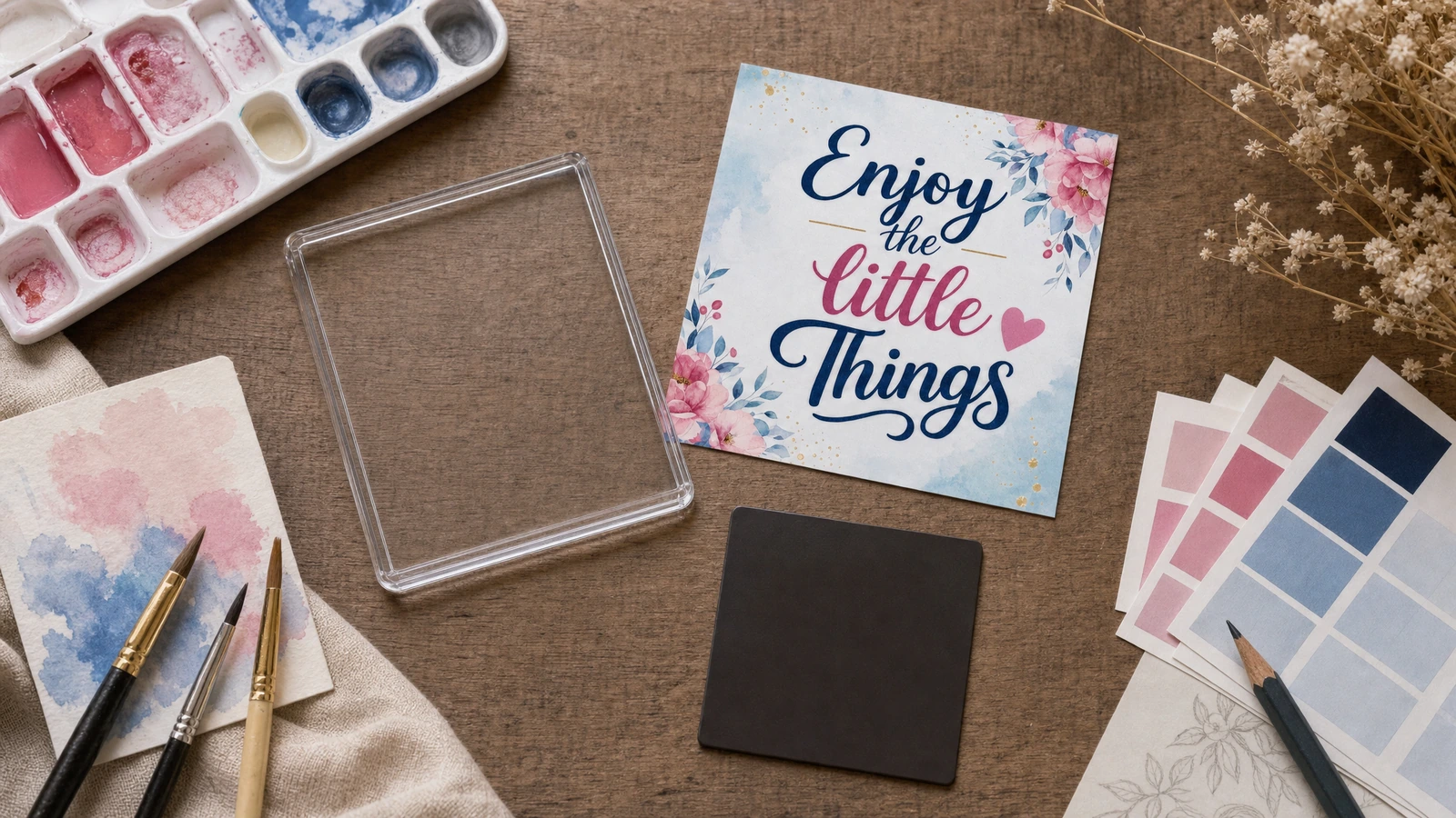 Concept arrangement of acrylic photo frame magnets for refrigerator gifts and retail presentation