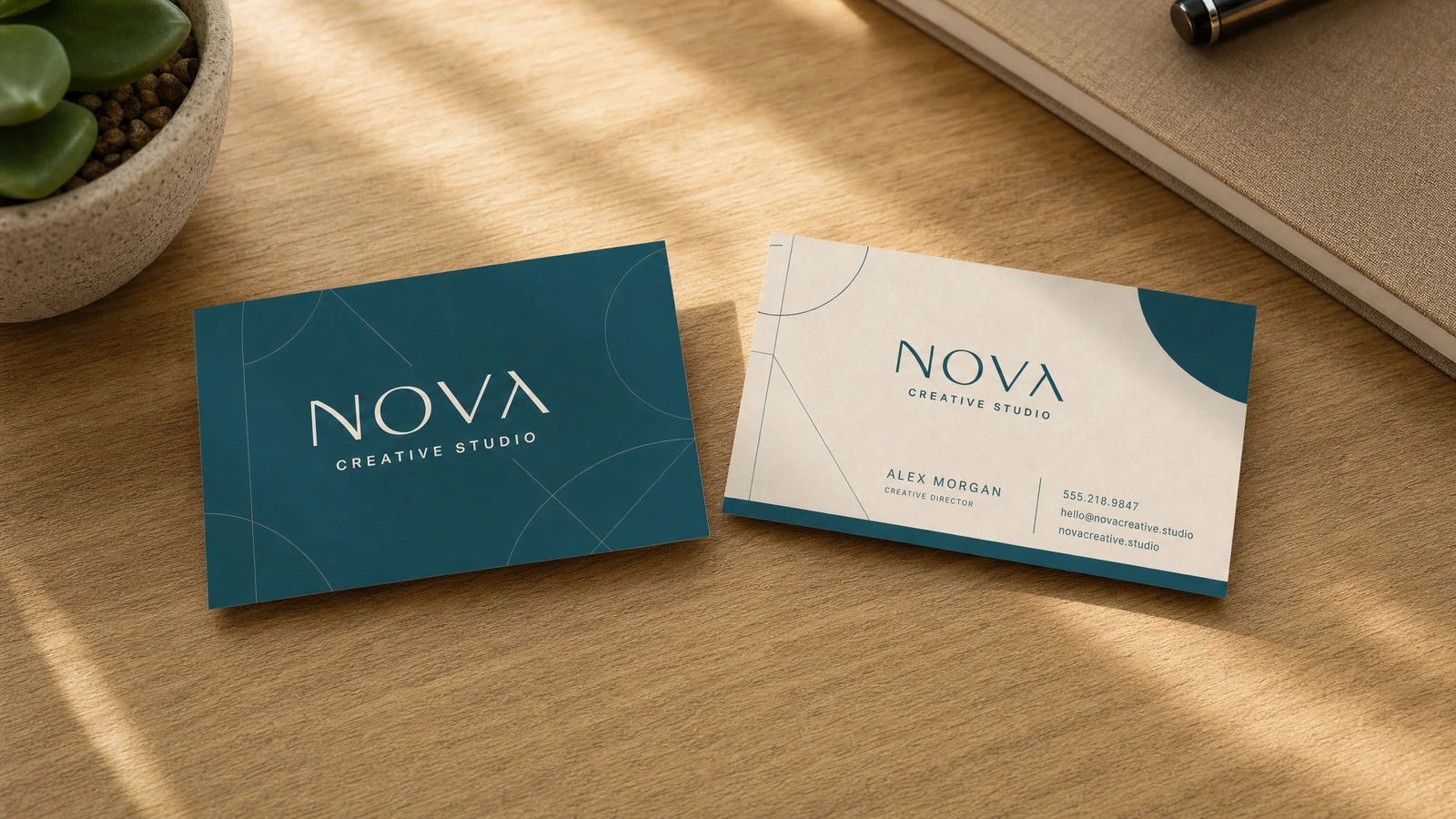 Business card artwork preflight showing front and reverse proofs with trim and safe-area guides