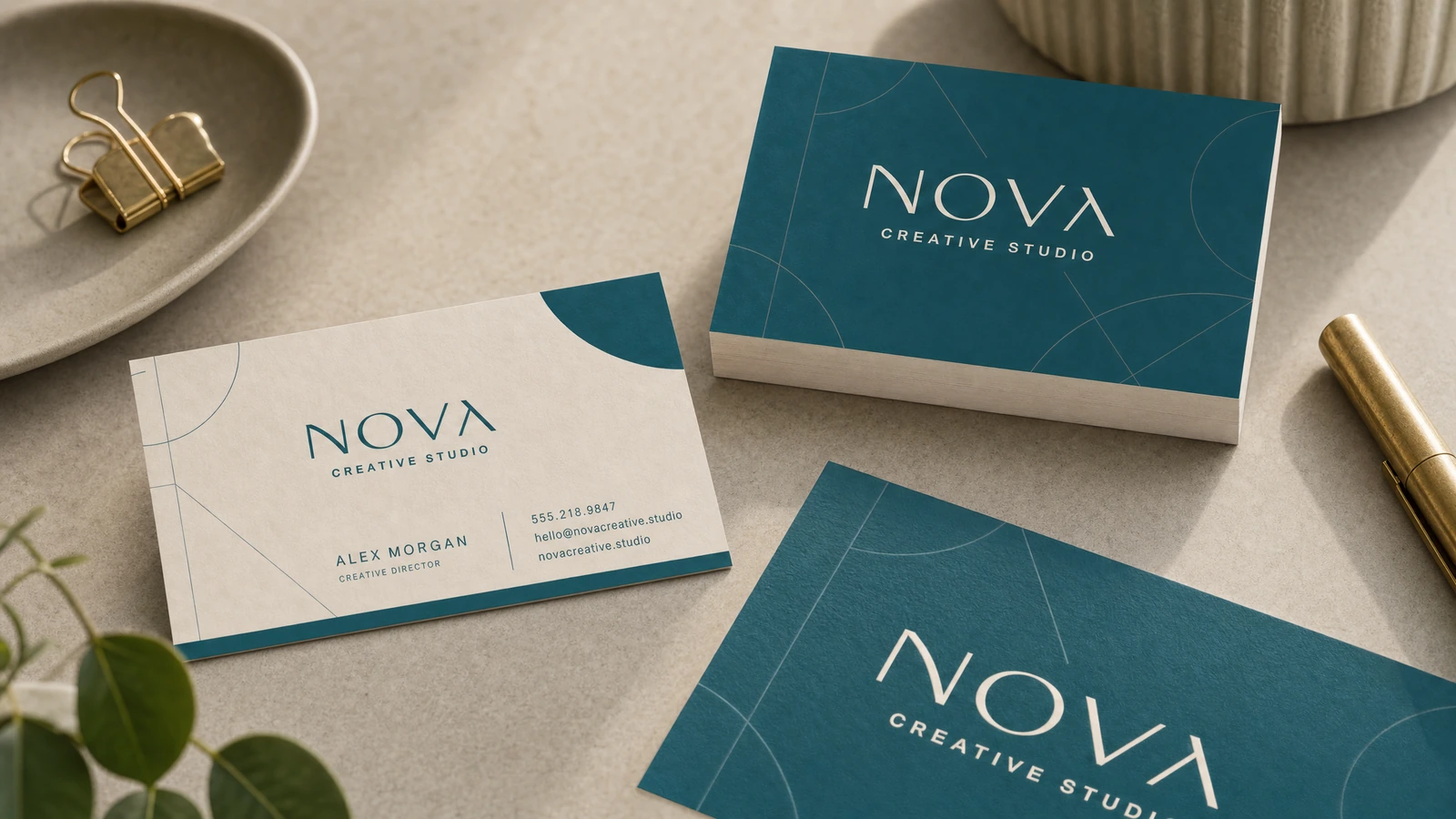 Printed business cards inspected for alignment, edge condition, surface appearance, and QR readability