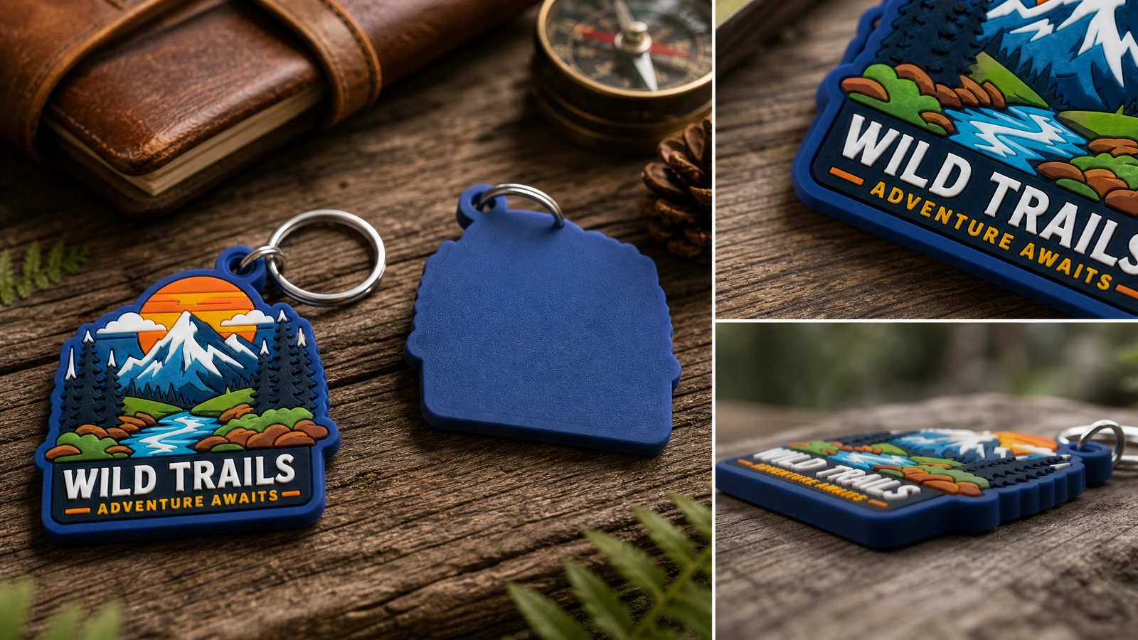 Packaging, shipment checks and reorder reference concepts Illustrative packed soft PVC keychains with separated hardware, a shipping carton and an approved reorder sample