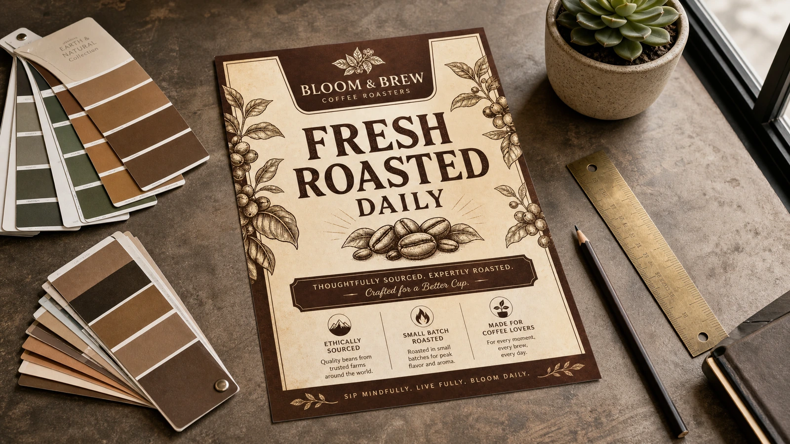 Application planning for custom promotional flyers Illustrative single-sheet promotional flyers for retail counters, restaurant offers, and event registration