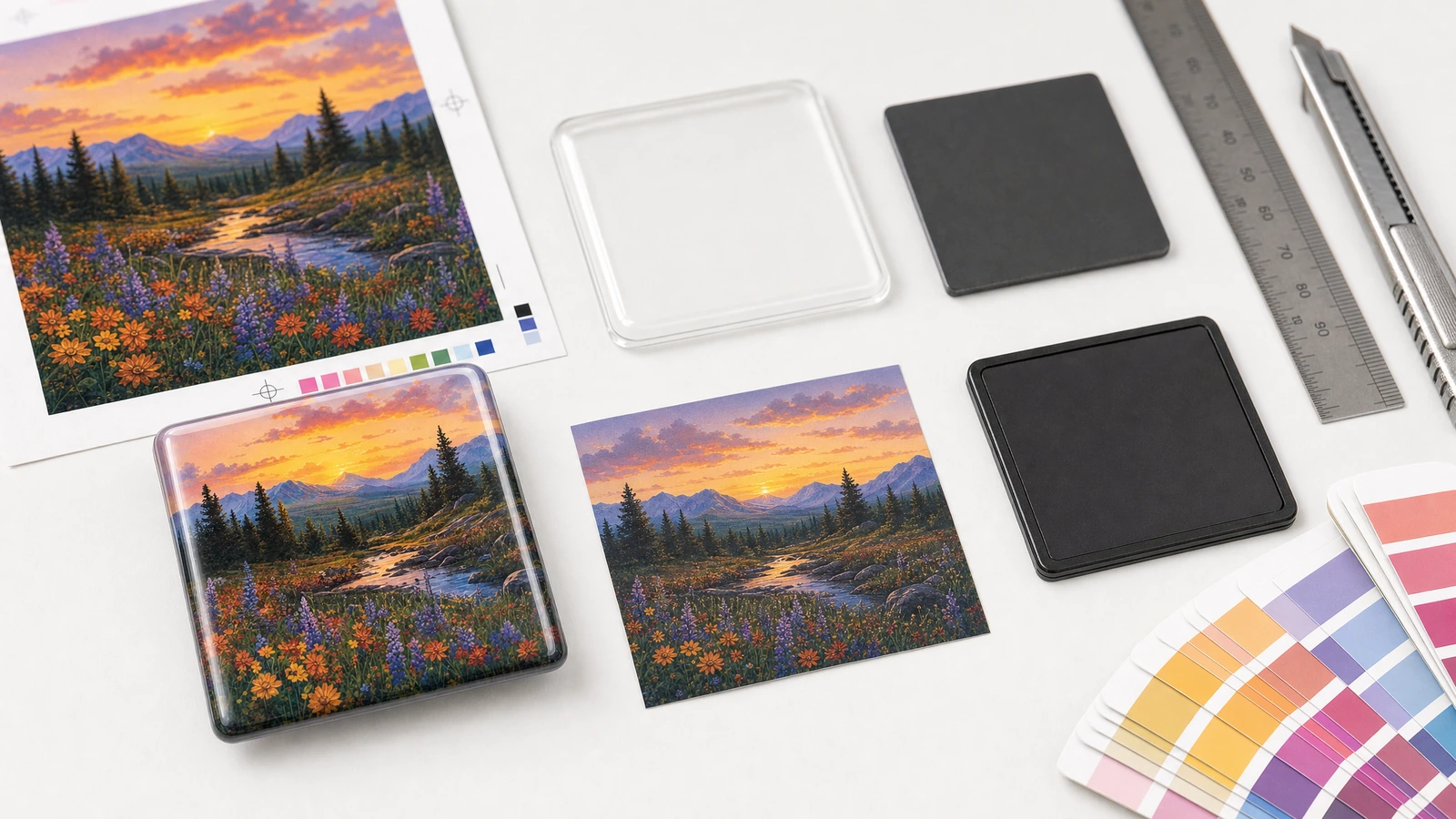 Printed epoxy-domed magnet concepts for souvenir retail, brand promotions and event keepsakes