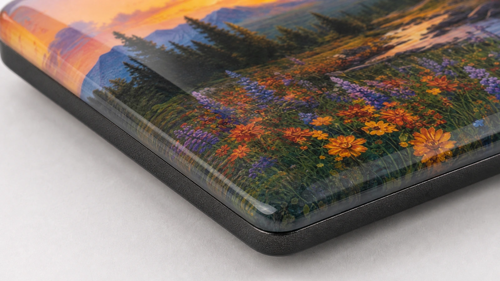Illustrative epoxy-domed front and alternative magnetic backing constructions shown separately