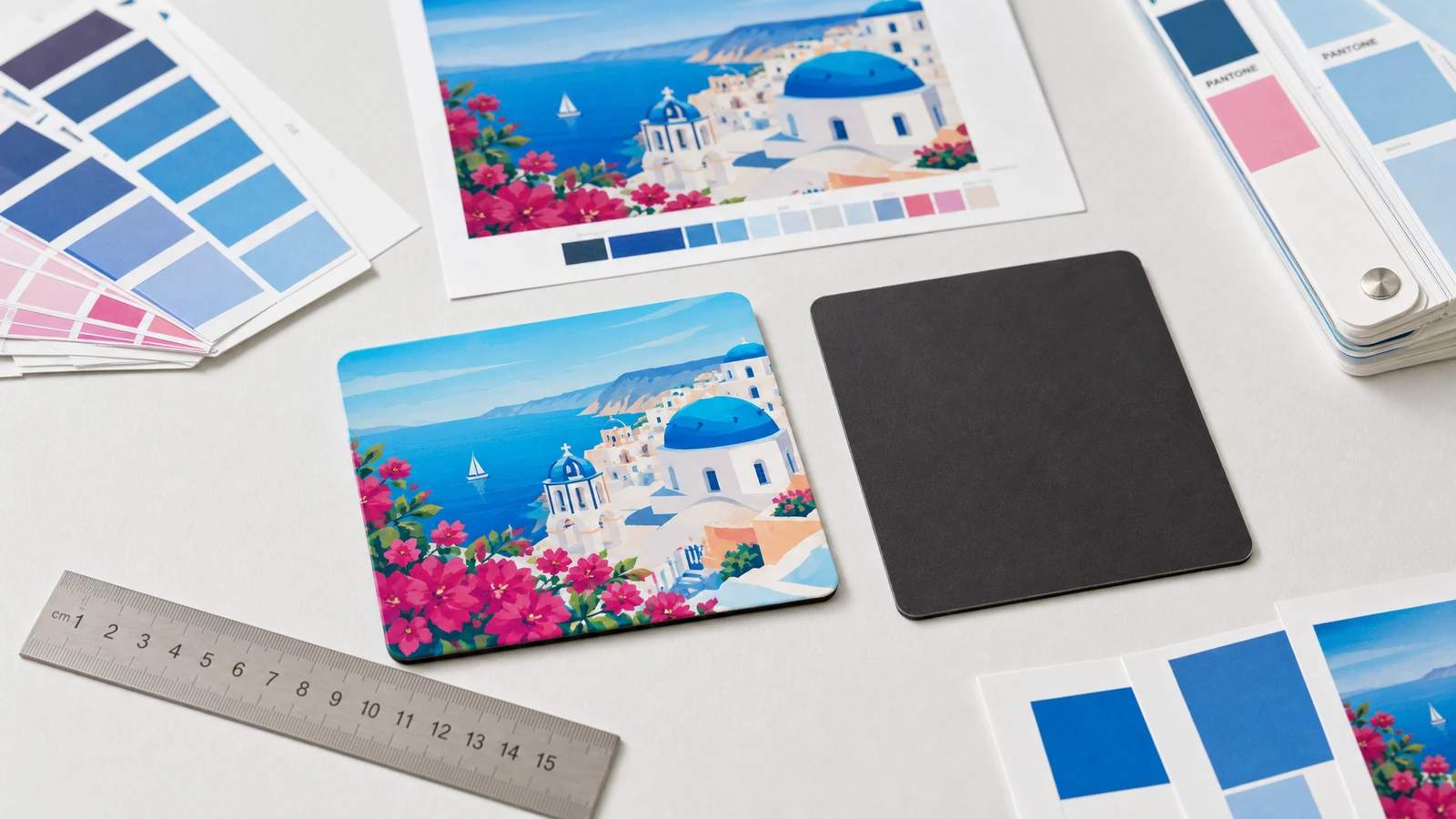 Application concepts for custom printed flexible fridge magnets Illustrative flat printed magnets for business reminders, wedding dates and photo gifts