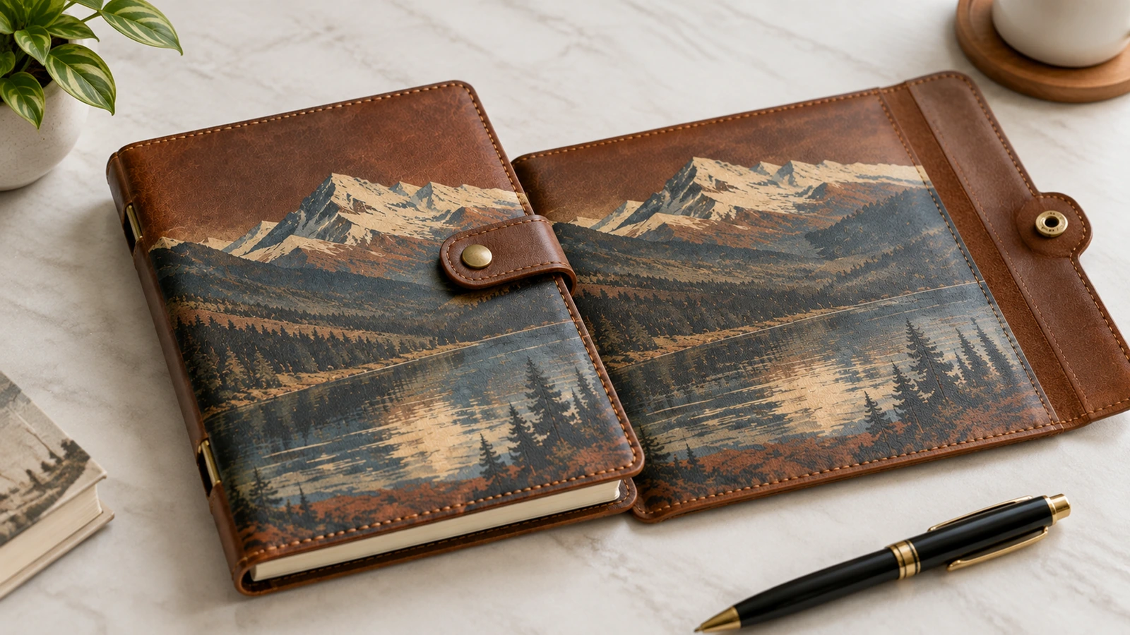 Proposed notebook sample development workflow Illustrative sample development sequence from leather and pattern pieces to an assembled refillable notebook