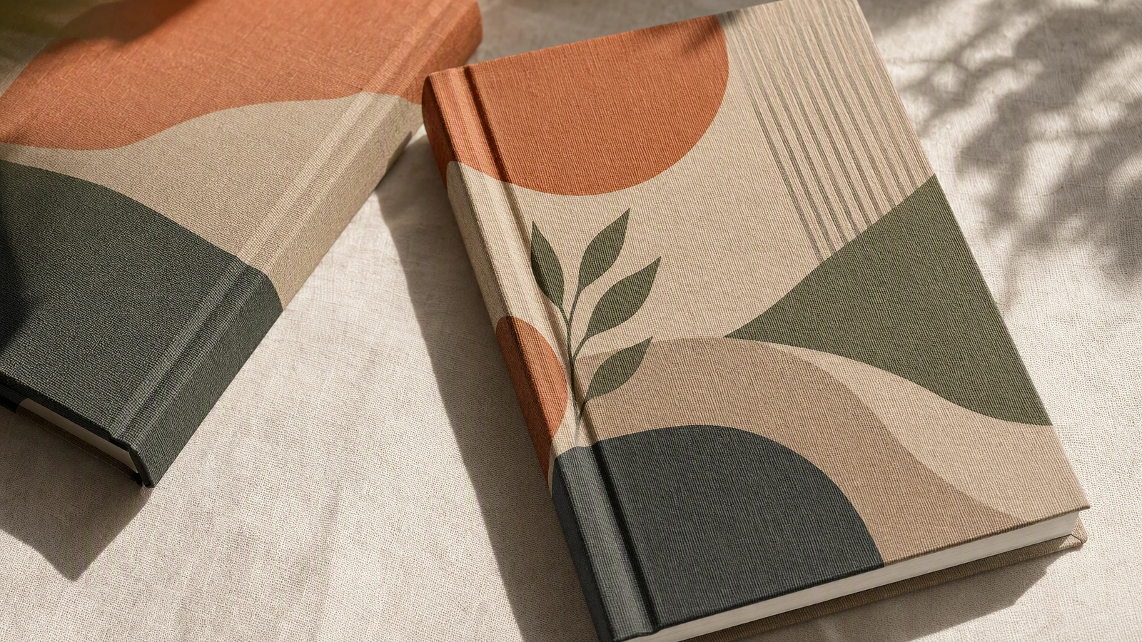 Move from material selection to a documented notebook sample Illustrative sampling workflow showing linen swatches, a hardcover dummy, a decorated sample, and an approval record