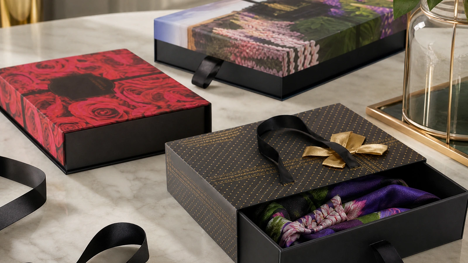 Concept artwork preflight with a box dieline, printed proof and assembled lid orientation check