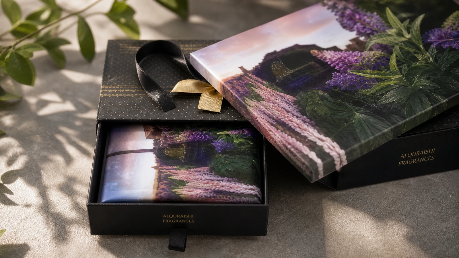 Concept flat-packed gift boxes with protective shipping cartons and a retained reorder reference sample