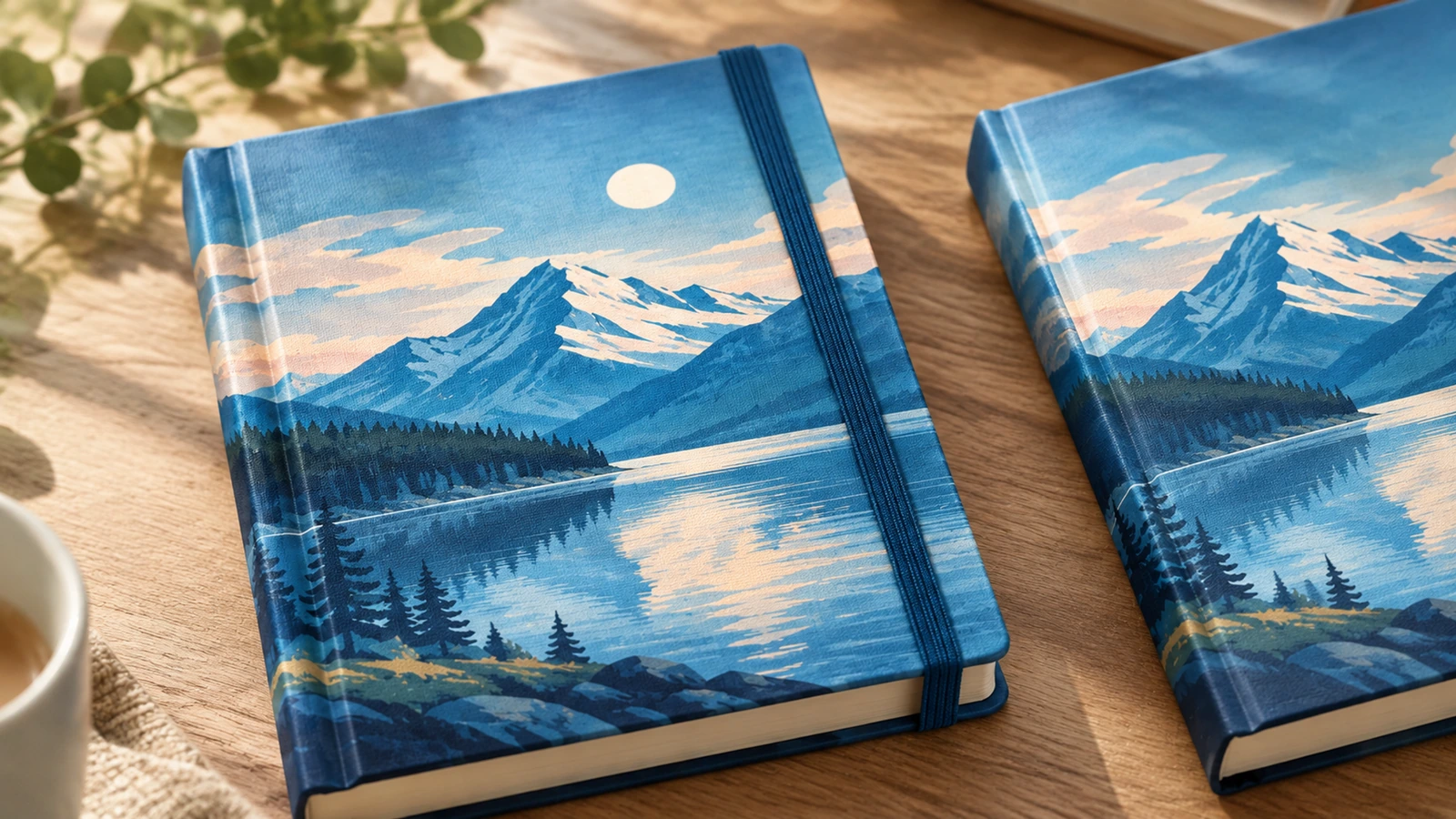 Conceptual production sequence, not a factory capability claim Illustrative notebook production stages showing printed wrap, folded sections, sewn block and assembled case