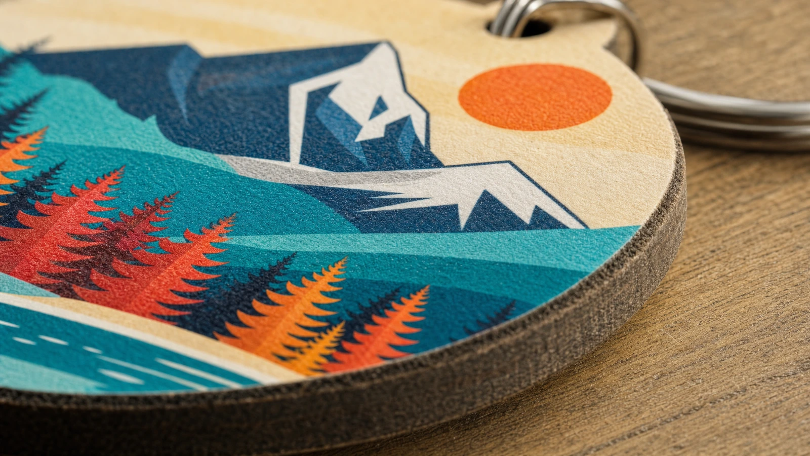 Review surface, reverse artwork, and attachment proposals Illustrative front and reverse MDF keychain samples with finish and attachment options for review