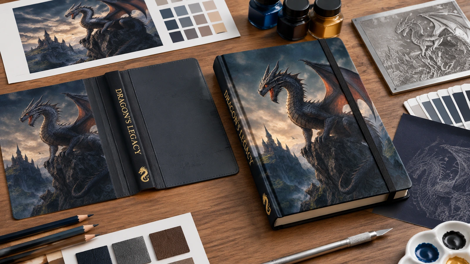 Corporate gifting application concept Illustrative PU hardcover notebook concept for employee welcome packs and client gifts