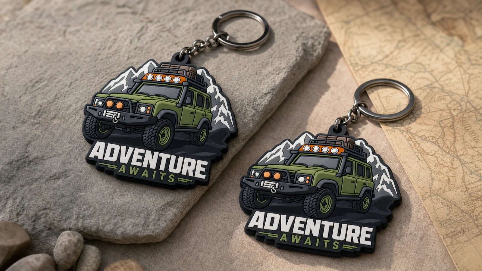 Packaging, shipping preparation, and reorder reference Illustrative packaged soft PVC keychains with shipping carton and retained sample for repeat-order comparison