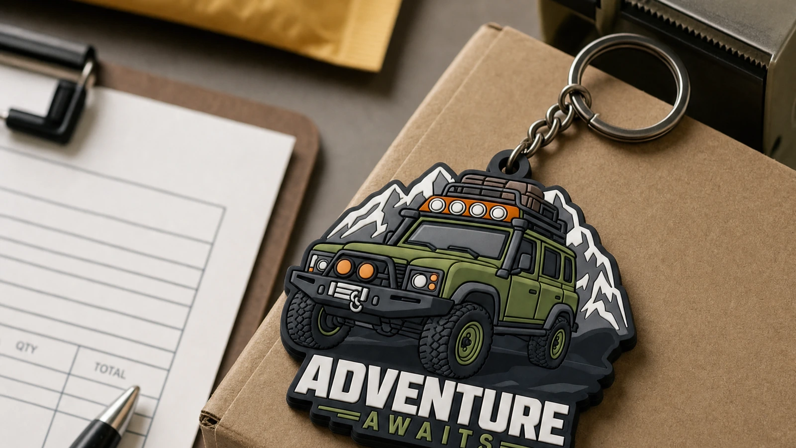 Surface, reverse decoration, and attachment concepts Illustrative front and reverse soft PVC keychain samples with separate ring, clasp, and ball-chain options