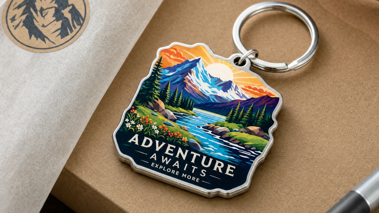 Specify the surface finish and complete attachment assembly Illustrative polished and antique-style metal keychains with front, reverse, split-ring, and chain connection views