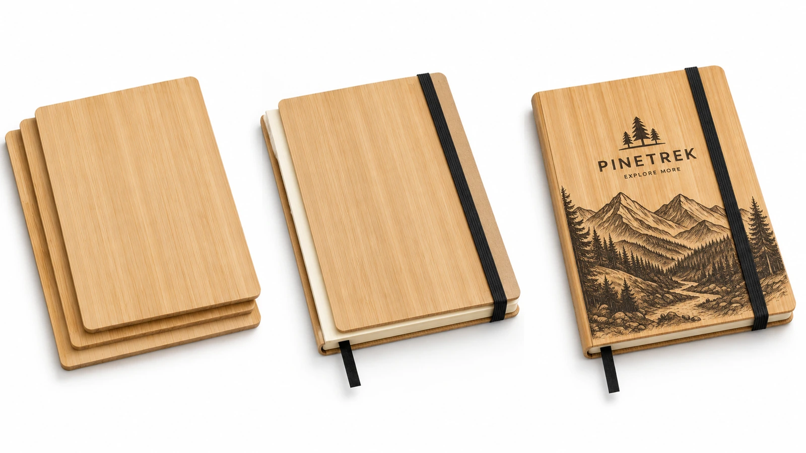 Approve artwork placement and sample appearance before production Illustrative artwork preflight with a vector logo proof and bamboo cover sample