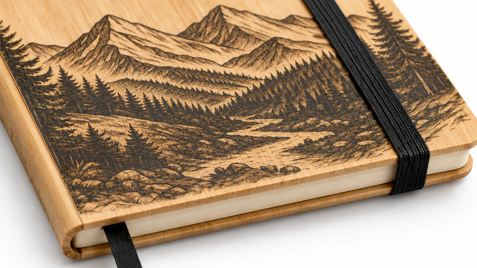 Review bamboo finishes and front-to-back closure details Illustrative comparison of bamboo surface decoration and elastic closure attachment options