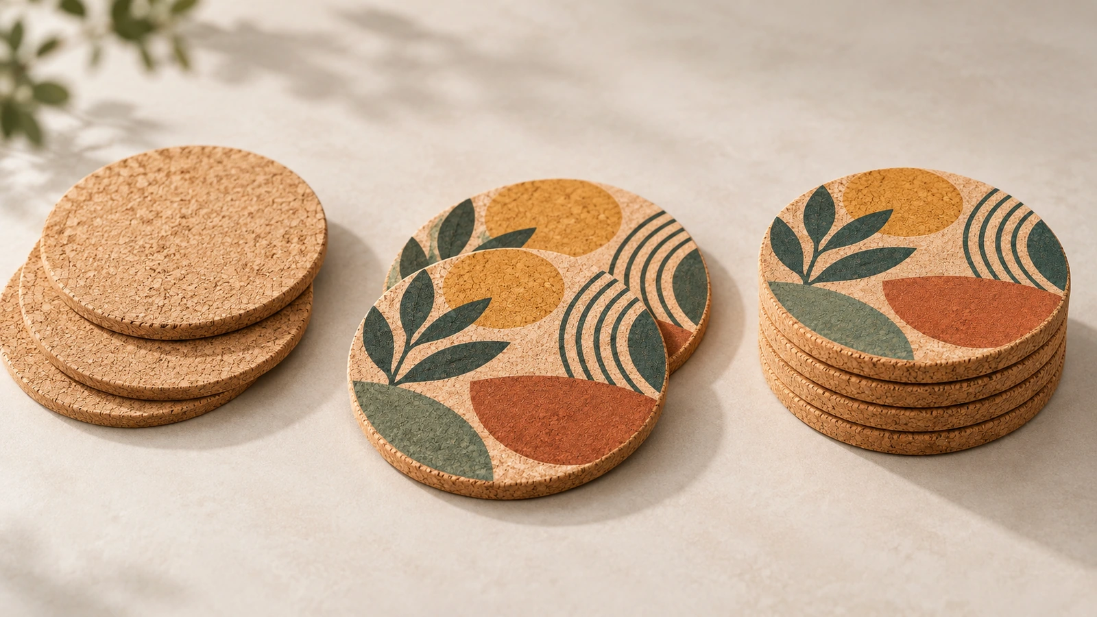 Artwork preflight for custom cork coasters Designer checking vector logo, imprint area and spelling on a cork coaster dieline