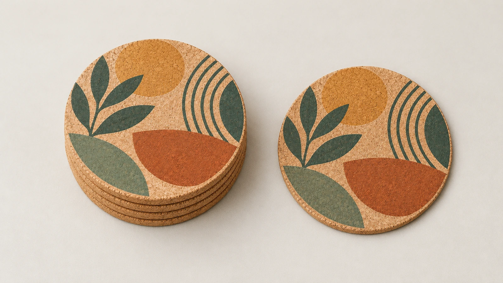 Cork coaster size and imprint area legibility Four inch round cork coaster with ruler showing imprint area and text legibility
