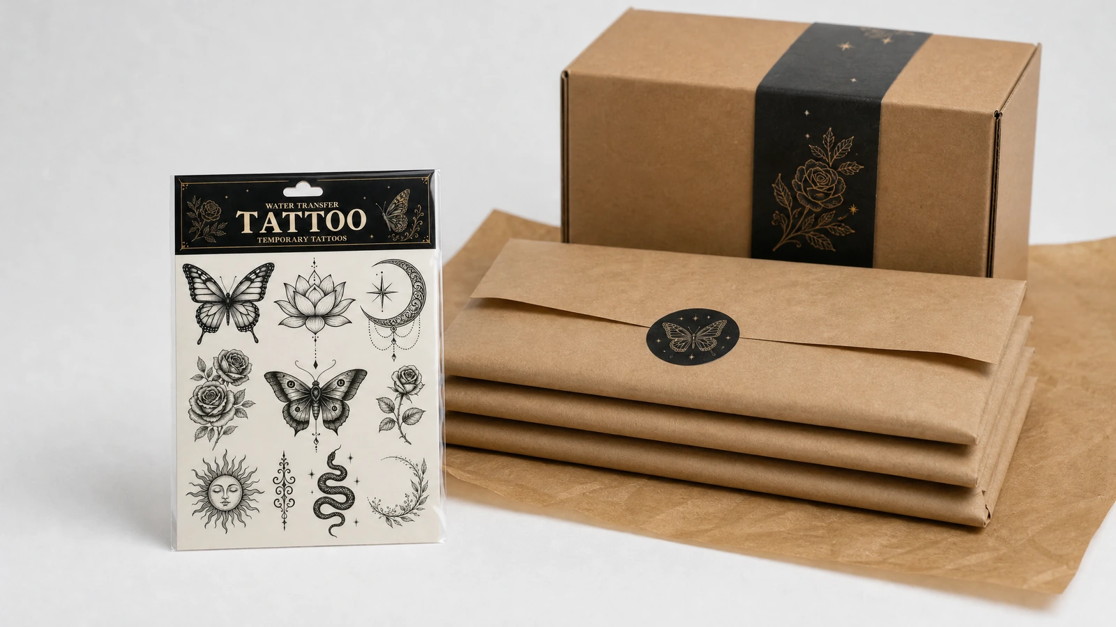Inspector checking registration and die-cut edges on tattoo sheets