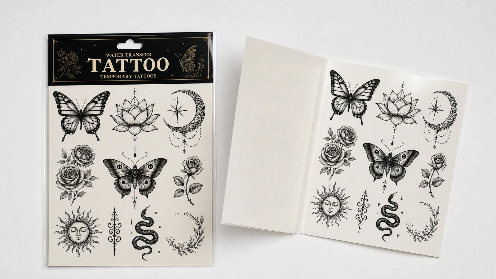 Custom tattoo sheet with ruler showing text height and design spacing