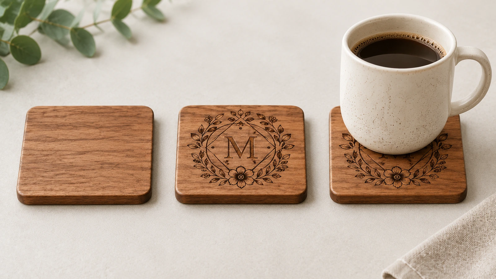 Artwork file preflight for wooden coaster engraving Vector logo file preflight for laser engraved wooden coasters showing line weight and safe zone checks