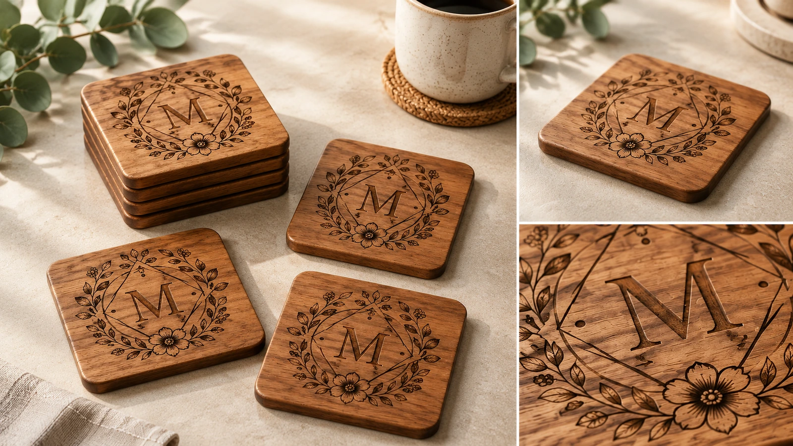 Packaging, shipping and reorder setup for wooden coasters Packaging for bulk custom wooden coasters with inner cartons, interleaf sheets and gift boxes for shipping