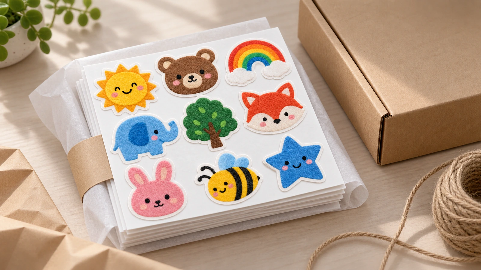 Felt sticker quality inspection Quality inspector measuring felt sticker dimensions with calipers and checking die-cut edges under magnification