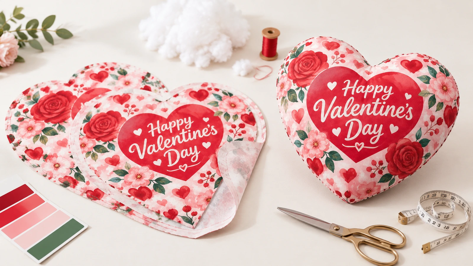 Custom Valentine's plush heart pillows with couple photo and names as gifts