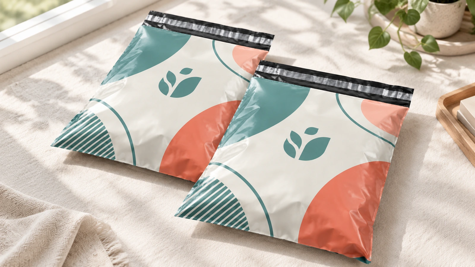 Use production stages to organize specification and approval questions Illustrative material-to-mailer workflow showing film, printed film, converted bags, and packing