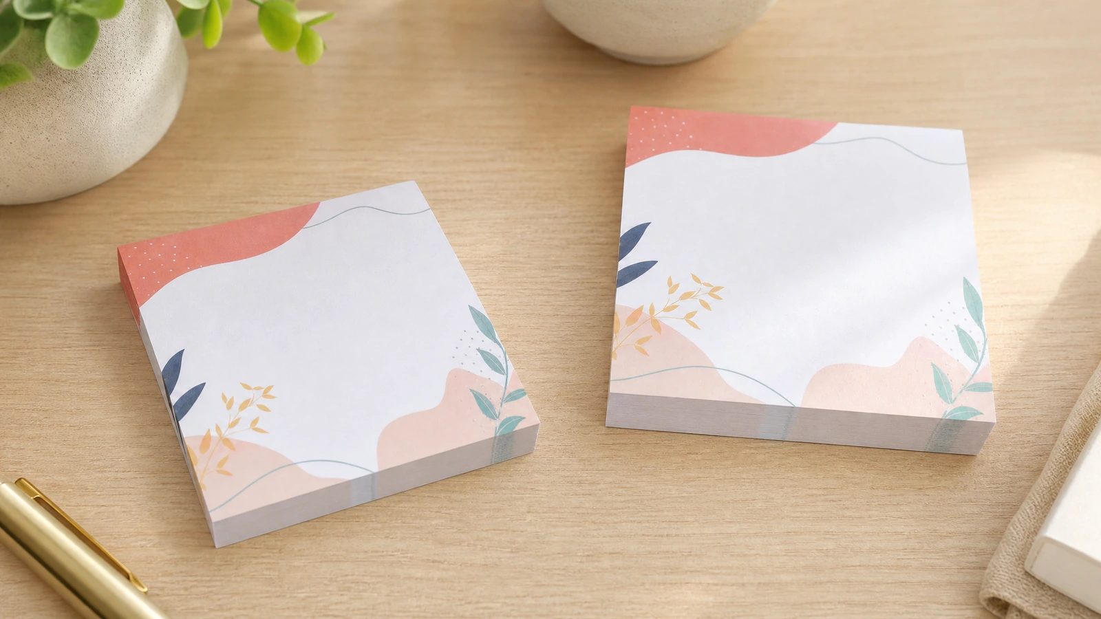 Note pad production process Printed sticky note sheets moving from press to padding and trimming
