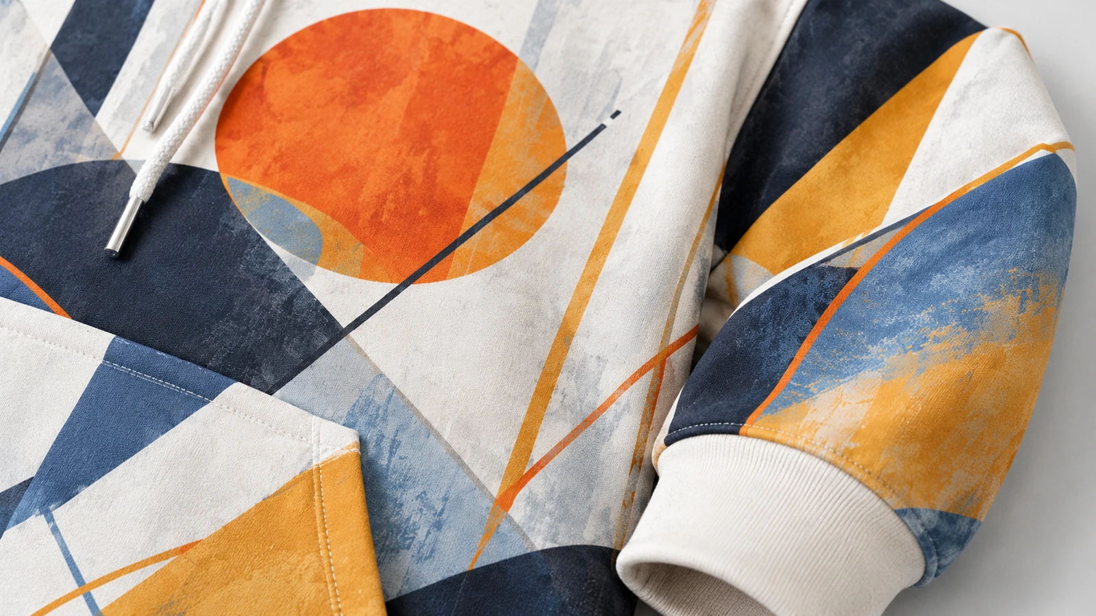 Fabric face and decoration finish options for pullover hoodies Cotton-face fleece and poly-blend fleece swatches with screen print, DTF and embroidery finishes