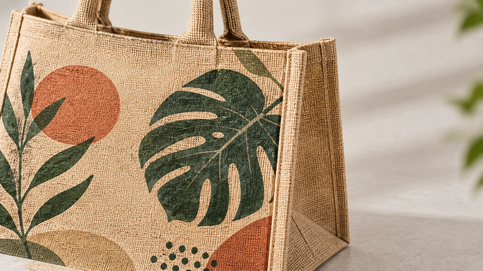 Natural jute, Juco panel and laminated interior jute tote options side by side