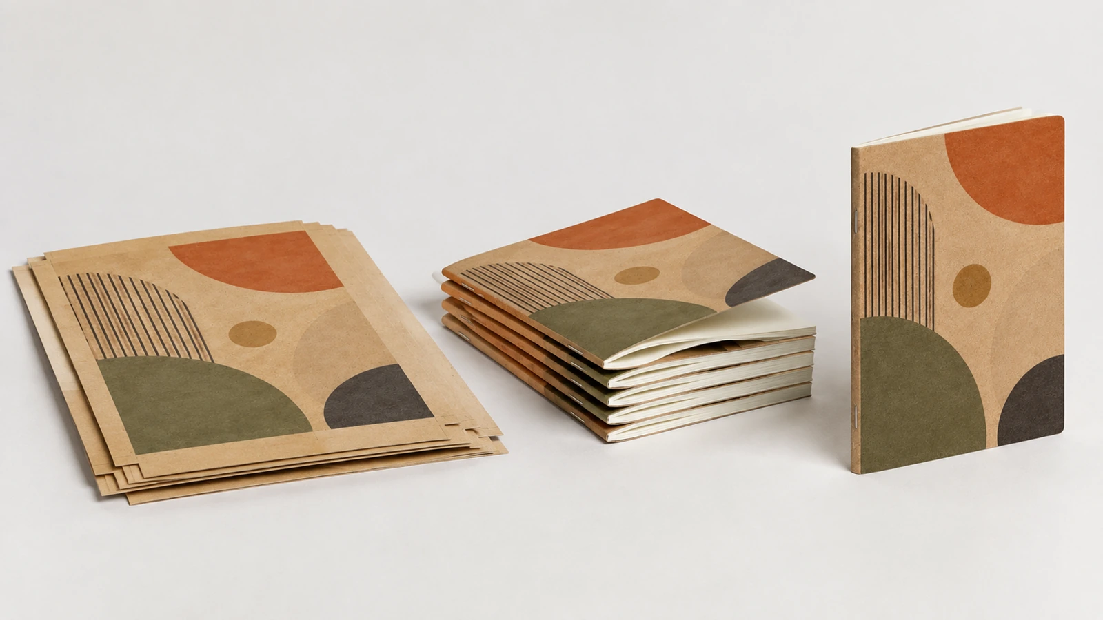 Illustrative notebook artwork preflight with a cover proof and paper layout checks