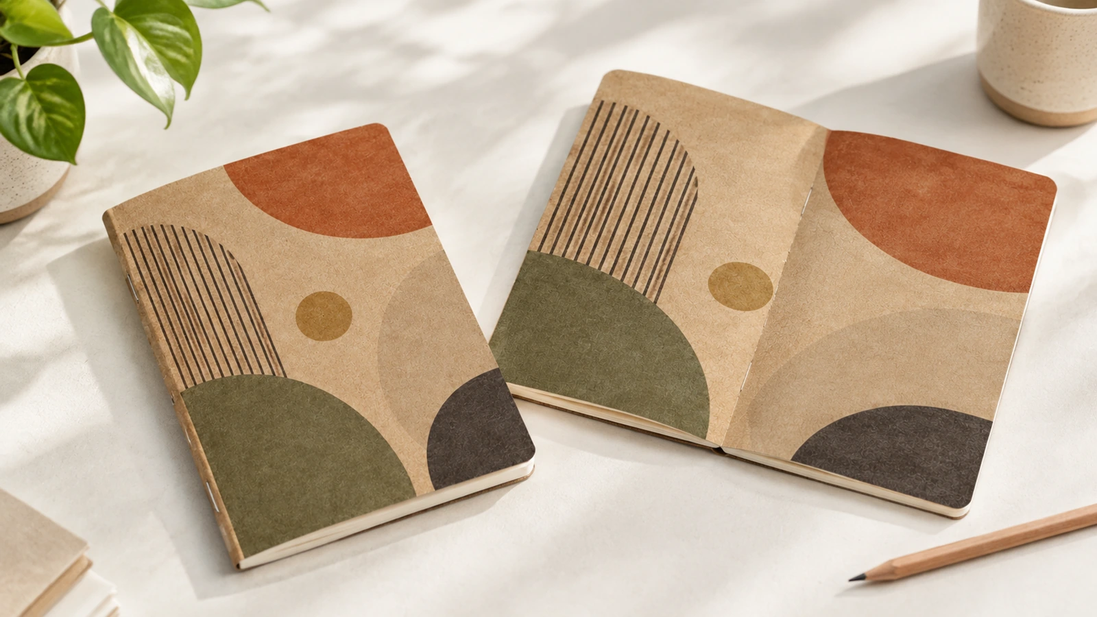 Illustrative approval workflow from kraft cover proof to sampled and packed saddle-stitched notebook
