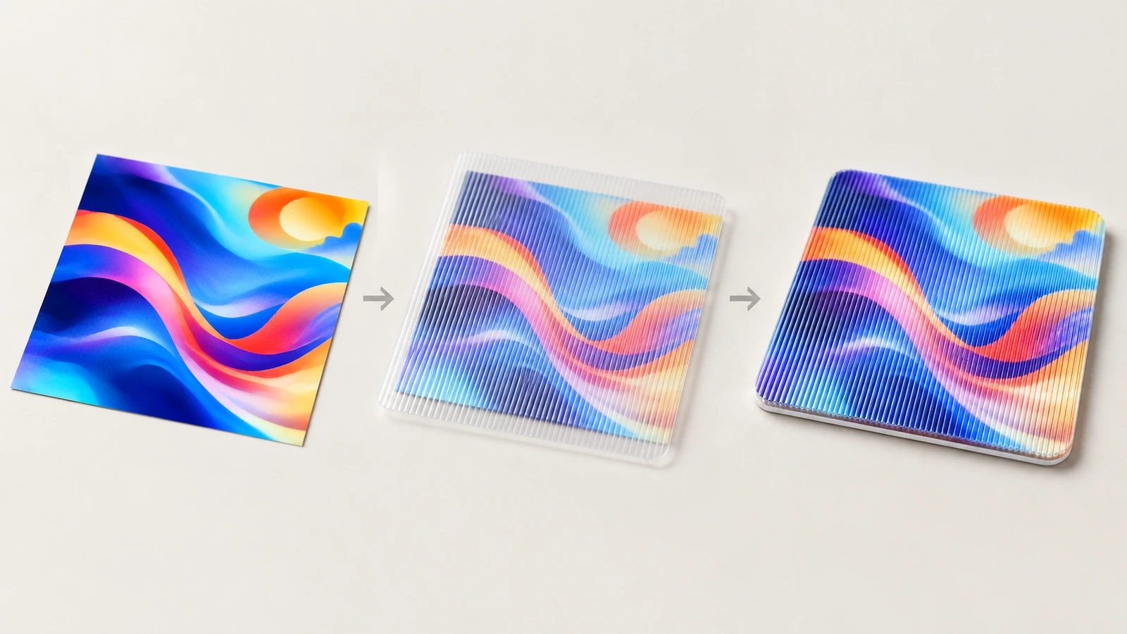 Lenticular sticker artwork file check Designer checking separate CMYK frame files, bleed and safety zone for a lenticular sticker