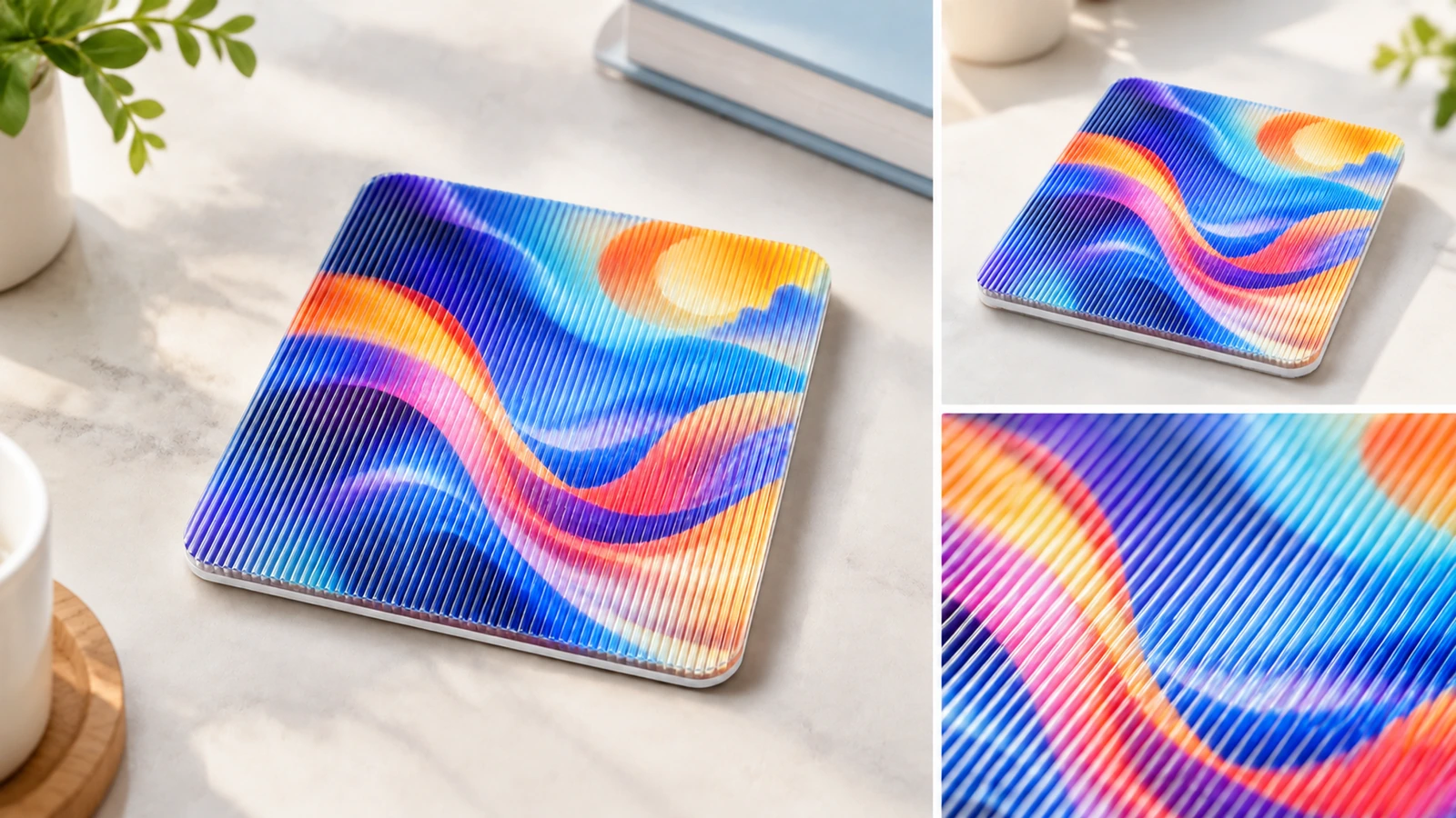 Lenticular sticker packing, shipping and reorder Lenticular stickers packed flat with interleaving sheets and archived approved proof for reorder