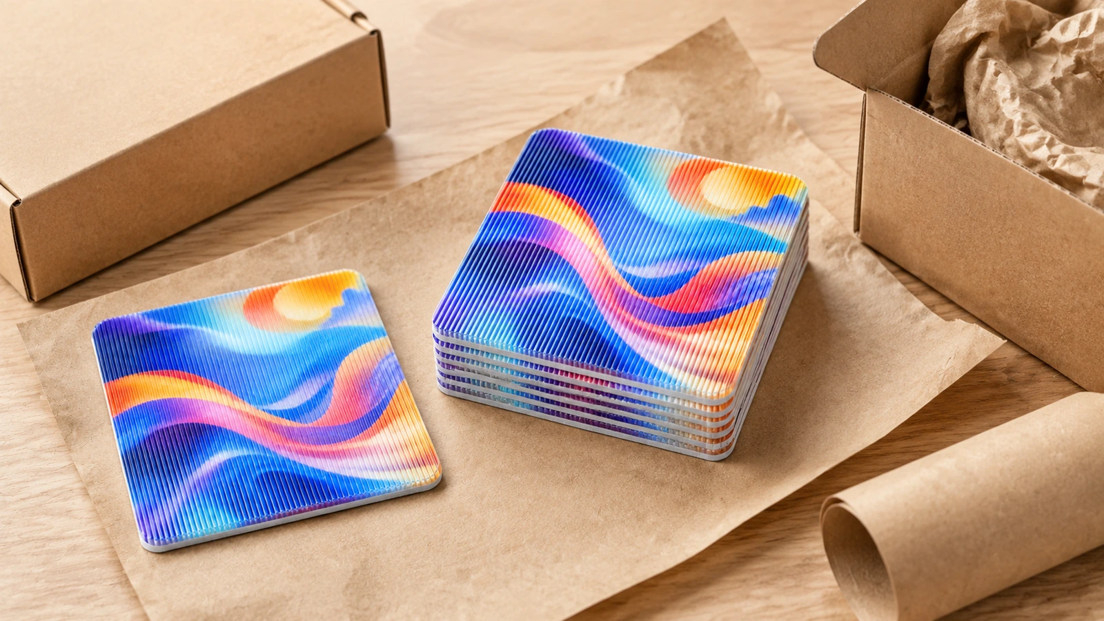 Lenticular sticker three-angle quality inspection Inspector checking lenticular sticker proof for ghosting at left, center and right angles