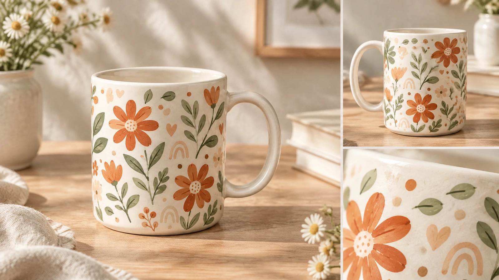 Mug packaging, shipping protection, and reorder file Ceramic mugs in protective inner boxes packed into shipping cartons with reorder spec sheet