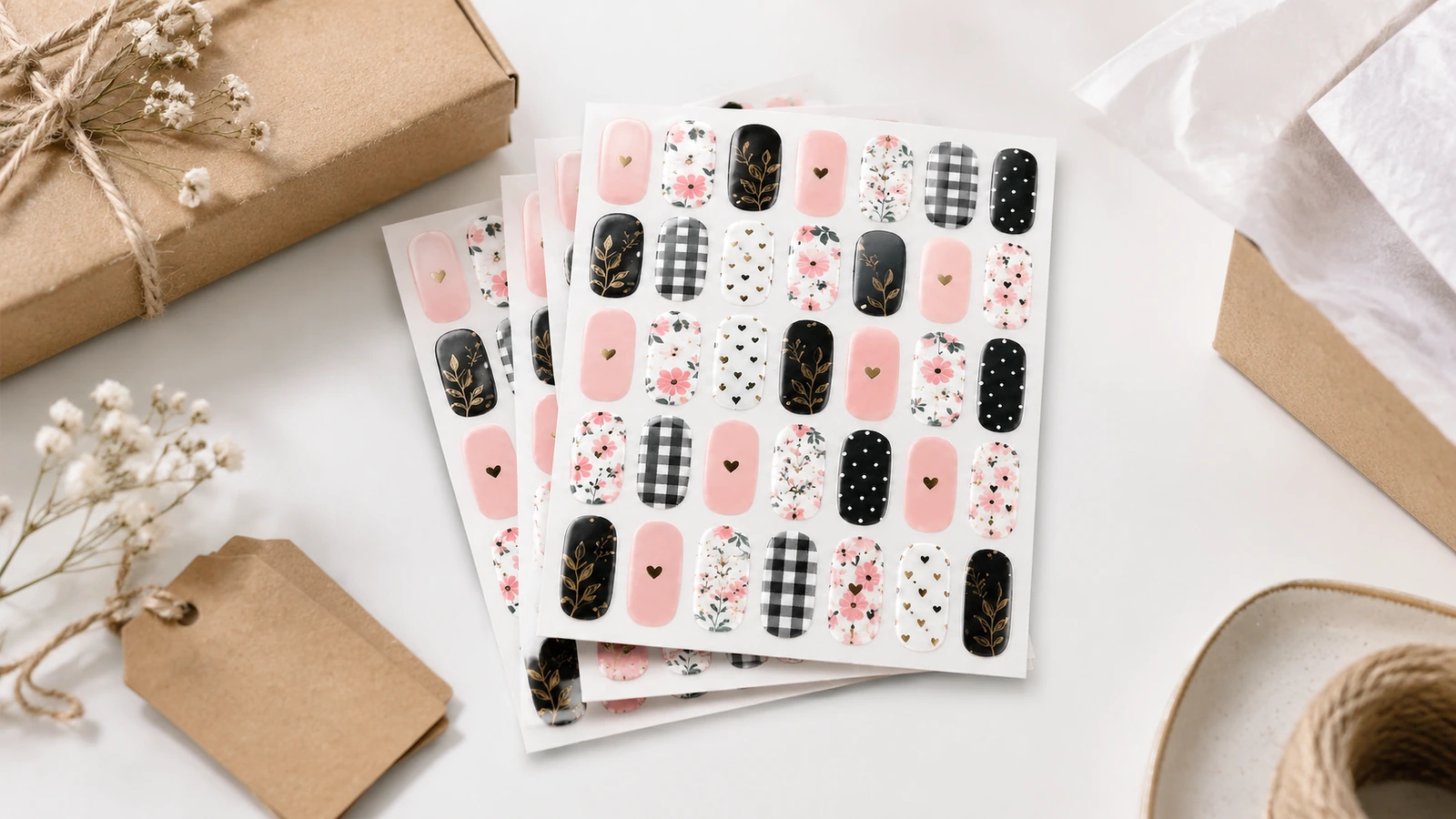 Quality inspection of custom nail sticker sheets Quality inspection of printed nail sticker sheets against an approved proof under controlled light